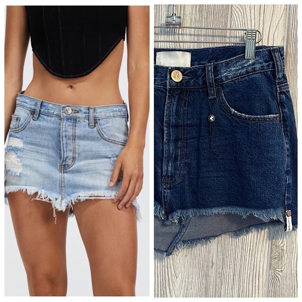 NEW! ONE TEASPOON JUNKYARD Luxury Dark Denim Jean Mini Skirt Size 26 Womens
